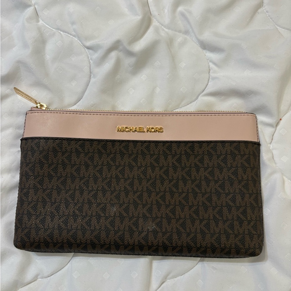 Michael Kors Brown and Pink Clutch